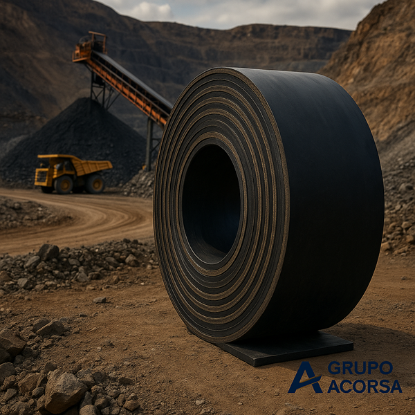 Correa transportadora para mineral en mina a tajo abierto